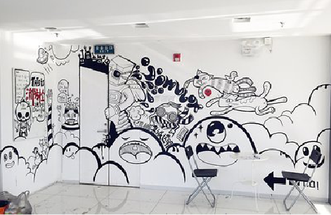 南涧手绘墙并非传统涂鸦。